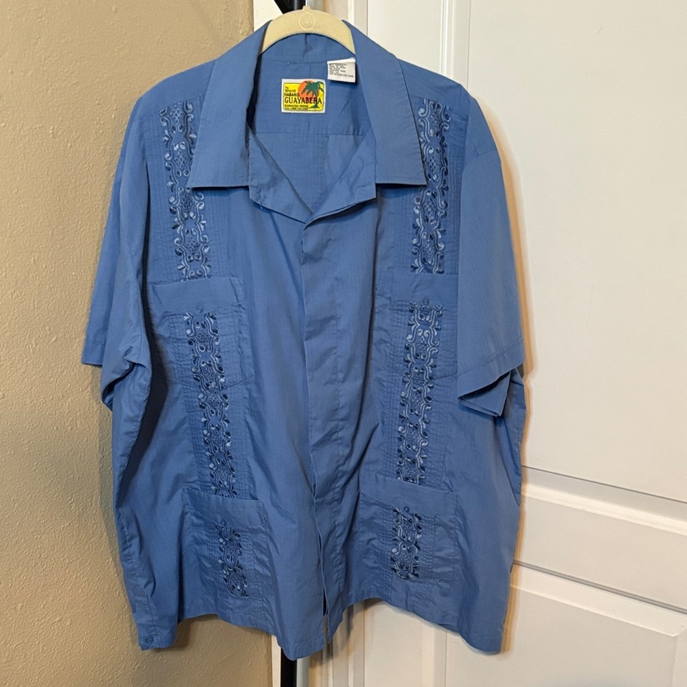 Vintage Men's Habano Guayabera Blue Shirt